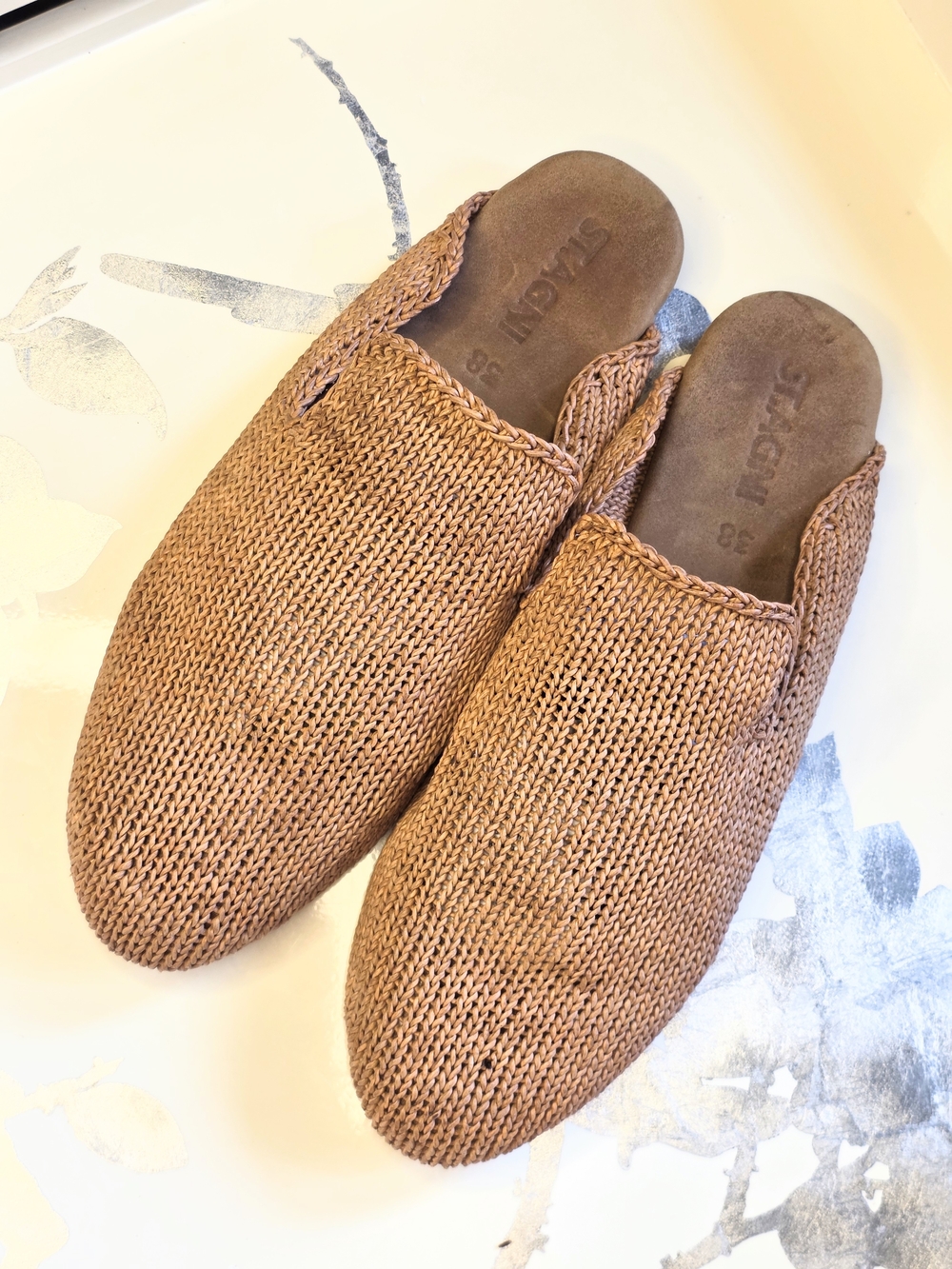 ST. AGNI Mae Brown Woven Slip-Ons